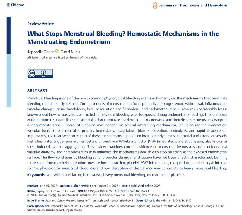Raphaëlle Dodart: Discussing the Mechanisms of Menstrual Hemostasis 1 Raphaëlle Dodart