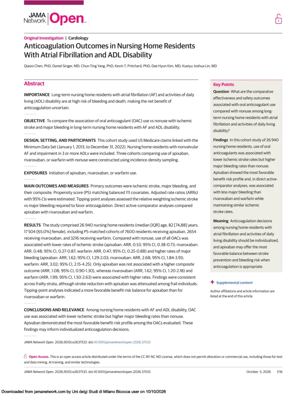 Giuseppe Bellelli: Reevaluating Anticoagulation Net Benefit in Frail Older Adults