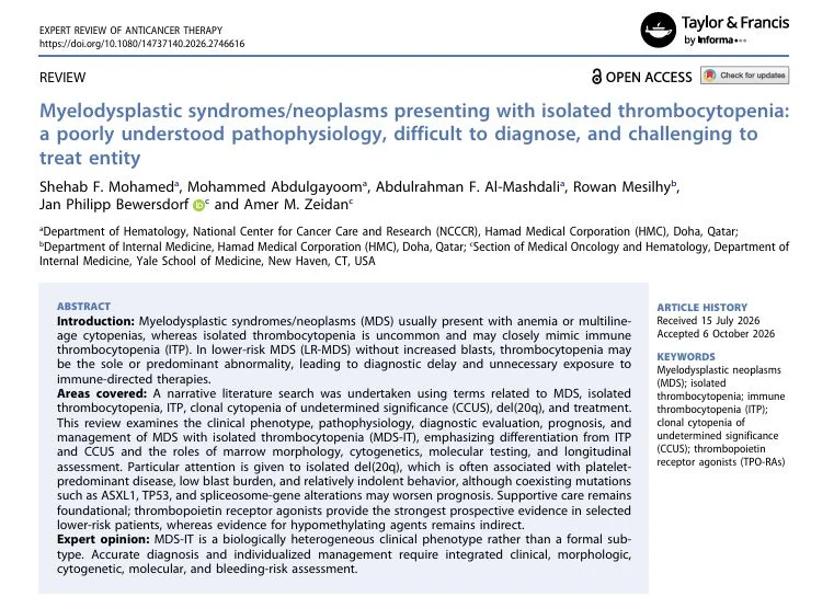 Shehab Mohamed: Recognizing Isolated Thrombocytopenia as a Presentation of MDS