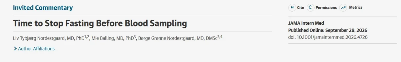 Liv Tybjærg Nordestgaard: Is Fasting Necessary Before Blood Sampling? 1 Liv Tybjærg Nordestgaard: Is Fasting Necessary Before Blood Sampling?