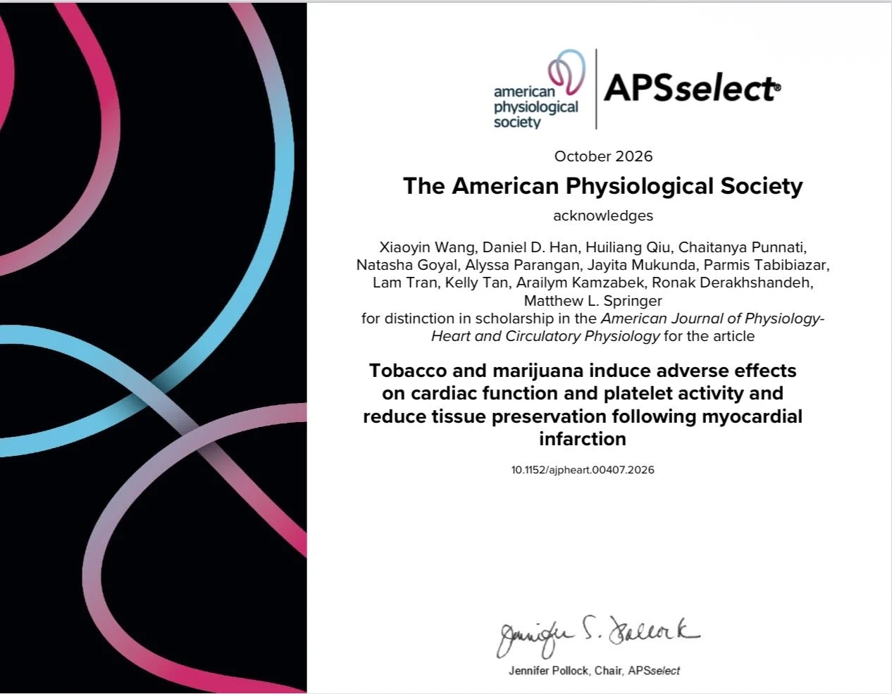 Daniel D. Han: How Inhalation Product Exposure Impairs Cardiac and Platelet Recovery After MI 1 Daniel D. Han