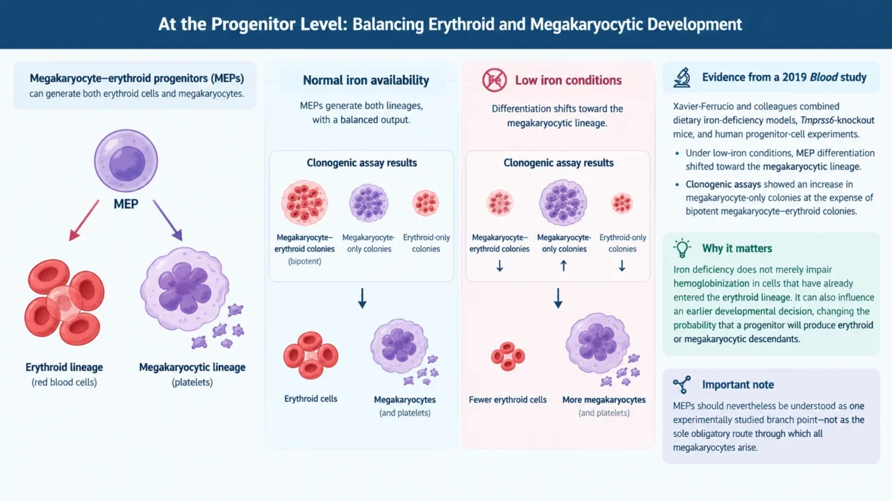 Iron Deficiency and Thrombocytosis: How Iron Availability Shapes Hematopoietic Lineage Decisions