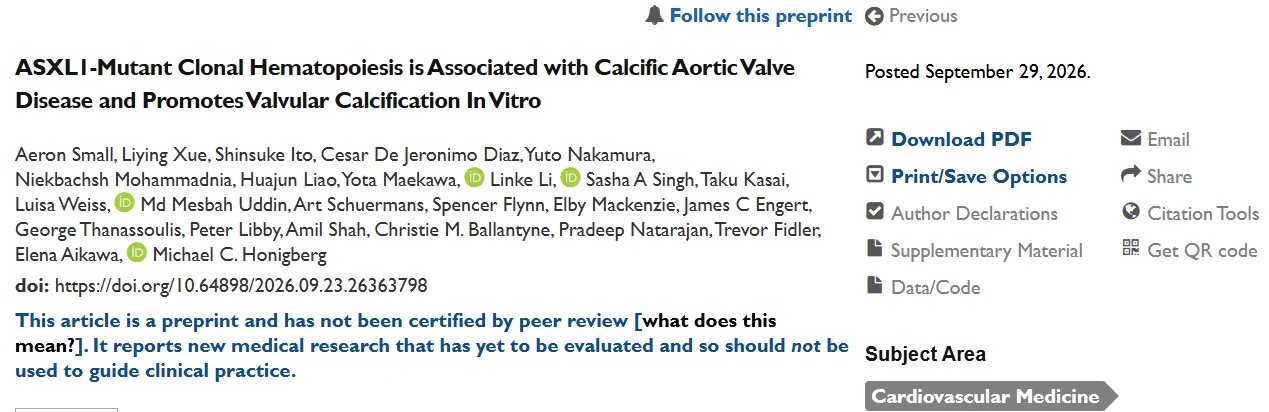 Michael Honigberg: Clonal Hematopoiesis as a Driver of Aortic Valve Calcification 1 Michael Honigberg
