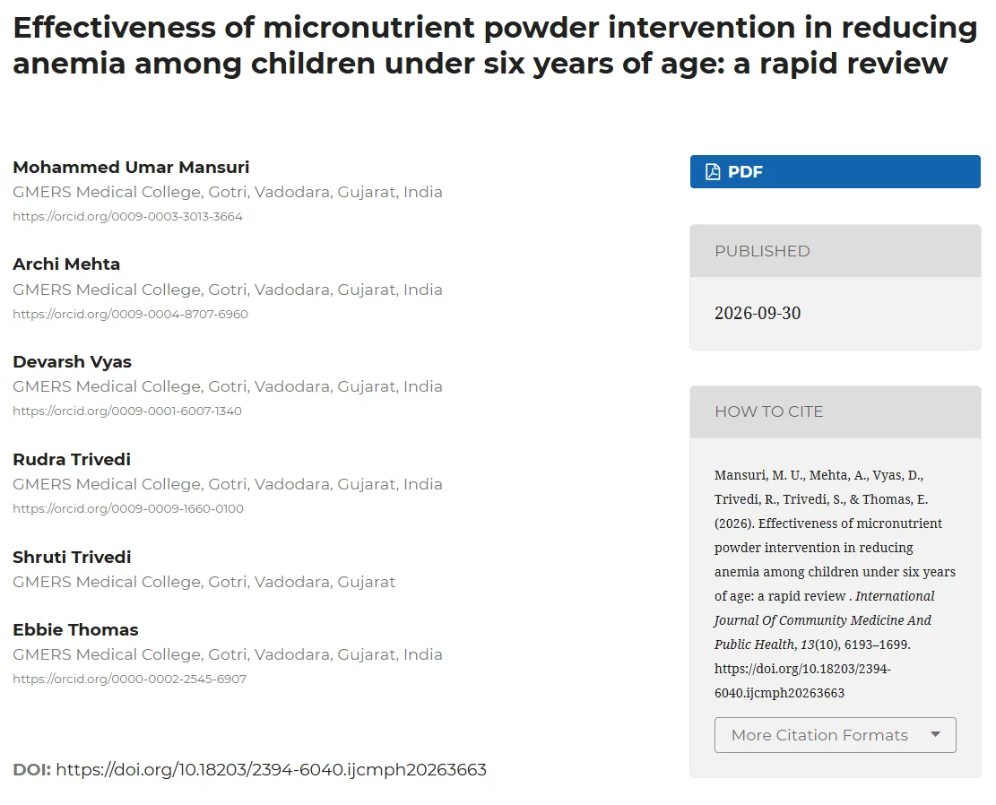 Umar Mansuri: Can Micronutrient Powders Help Reduce Childhood Anemia? 1 Umar Mansuri: Can Micronutrient Powders Help Reduce Childhood Anemia?