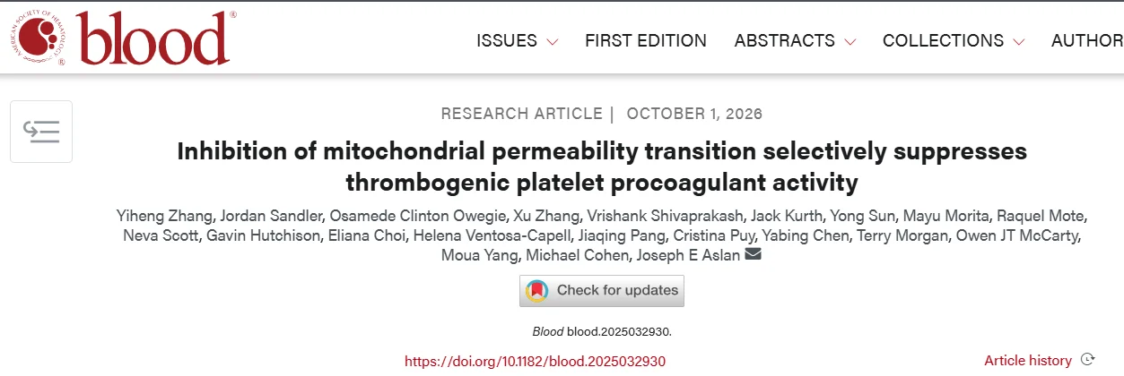 Joseph Aslan։ Targeting Mitochondrial Permeability Transition To Reduce Platelet Thrombogenicity