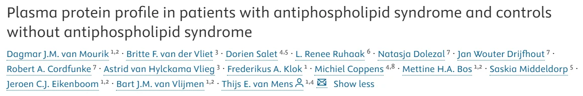 A Plasma Proteomic Signature of Antiphospholipid Syndrome - JTH