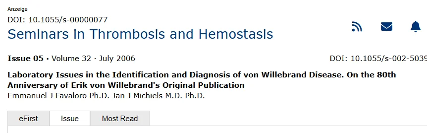 Emmanuel J Favaloro: 100 years of von Willebrand Disease in 2026 1 Emmanuel J Favaloro: 100 years of von Willebrand Disease in 2026