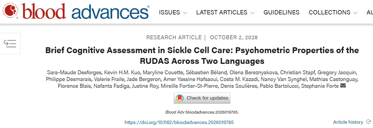 Sébastien Béland: Validating RUDAS for Detecting Neurocognitive Impairment in Sickle Cell Disease 1 Sébastien Béland