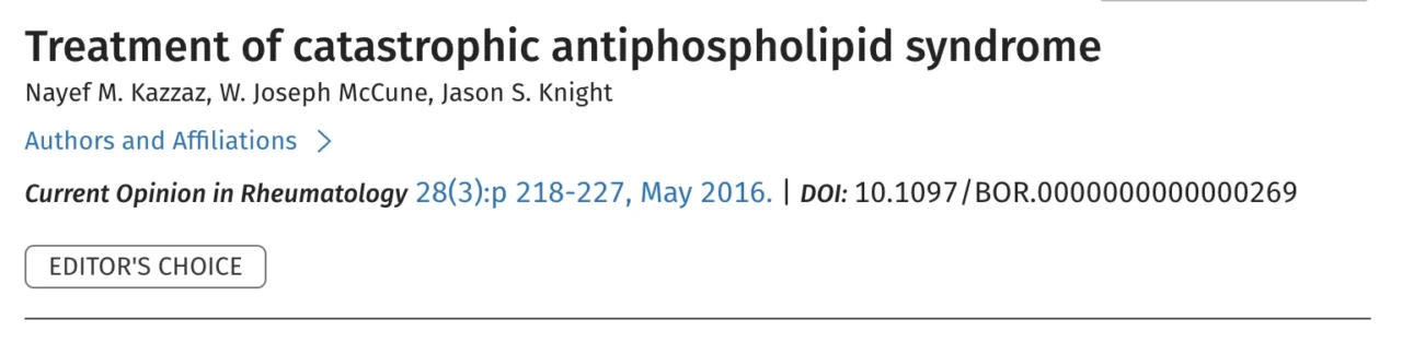 Francisco Chacón-Lozsán: Catastrophic Antiphospholipid Syndrome A Rapidly Progressive Multiorgan Thrombotic Emergency