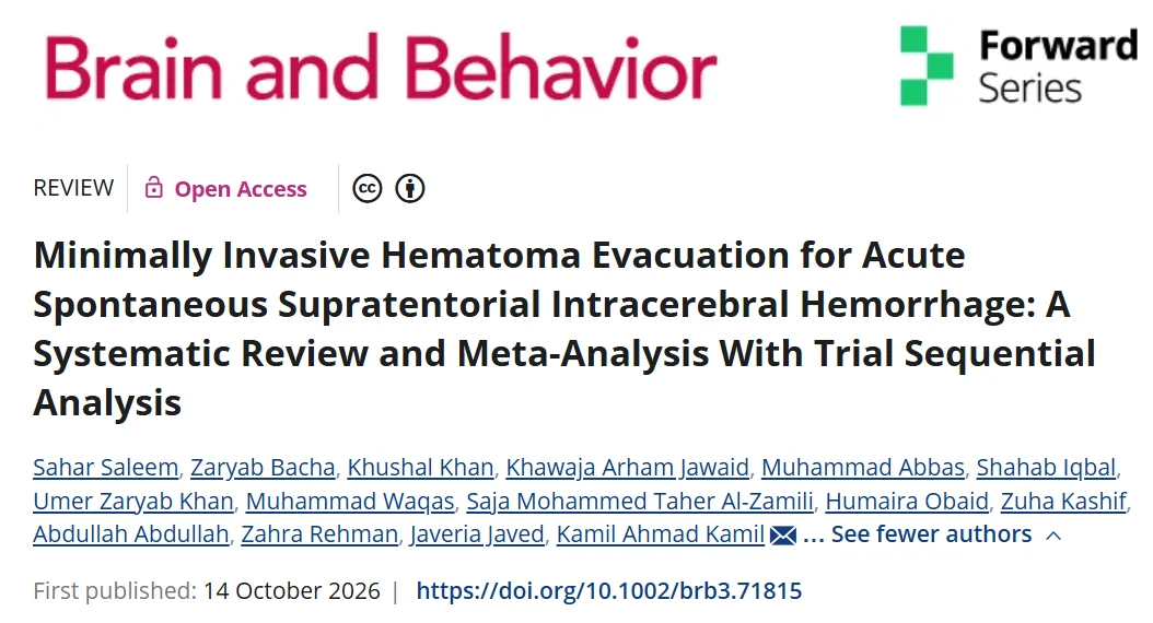 Saja Al-Zamili: Minimally Invasive Hematoma Evacuation in Intracerebral Hemorrhage