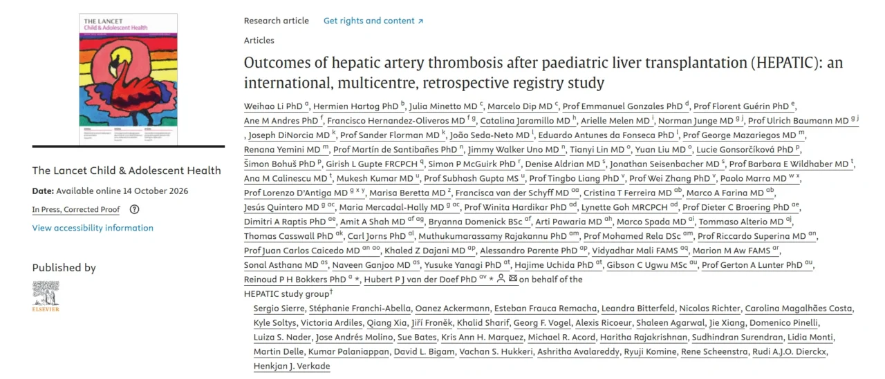 Weihao Li: Global HEPATIC Registry Findings on Post-Transplant Arterial Thrombosis 1 Weihao Li