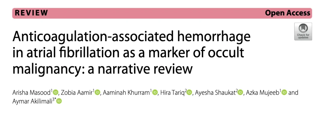 Aymar Akilimali: Bleeding During Anticoagulation as a Potential Signal of Occult Cancer 1 Aymar Akilimali: Bleeding During Anticoagulation as a Potential Signal of Occult Cancer