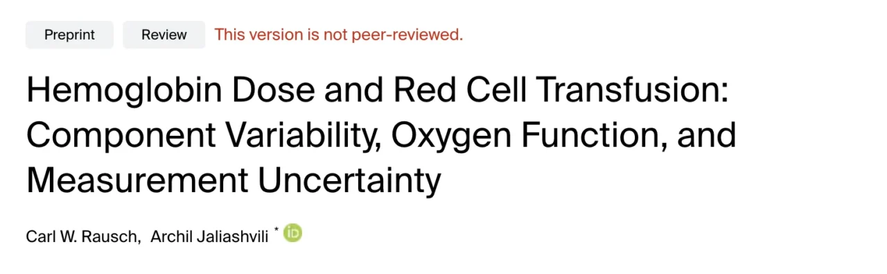Archil Jaliashvili: Hemoglobin Dose in Red Cell Transfusion