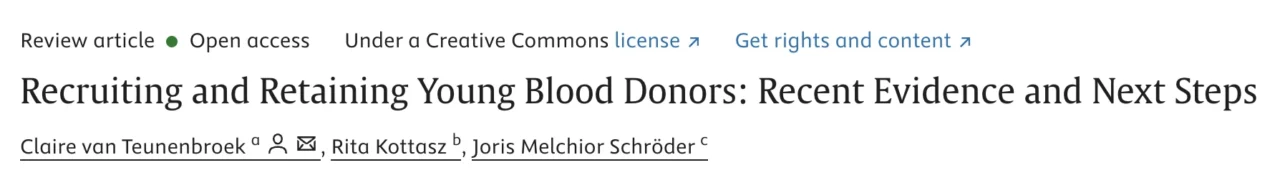 Claire van Teunenbroek: Recruiting and Retaining Young Blood Donors Through Better Coordination 1 Claire van Teunenbroek: Recruiting and Retaining Young Blood Donors Through Better Coordination