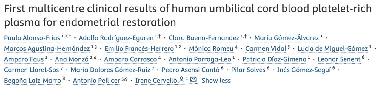 Paula Alonso-Frías: Human Umbilical Cord Blood Platelet-Rich Plasma for Endometrial Regeneration