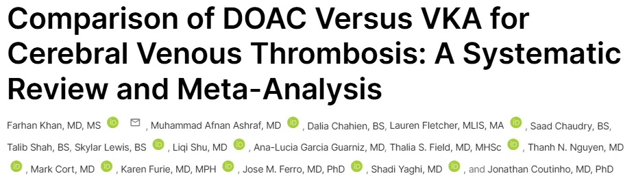 Shadi Yaghi: Evidence Supports DOACs as an Alternative to VKAs for Cerebral Venous Thrombosis