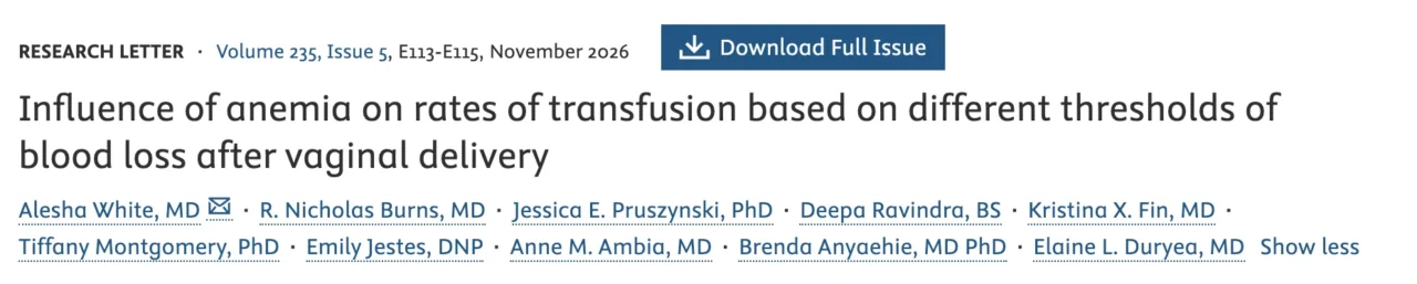 Christopher Robinson: Anemia and Postpartum Transfusion Rates at Different Blood Loss Thresholds After Vaginal Delivery 1 Christopher Robinson: Anemia and Postpartum Transfusion Rates at Different Blood Loss Thresholds After Vaginal Delivery