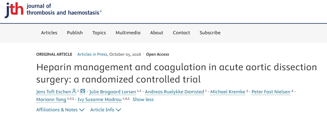 Jens Eschen: Randomized Controlled Trial on Acute Aortic Dissection Anticoagulation Strategies 1 Jens Eschen