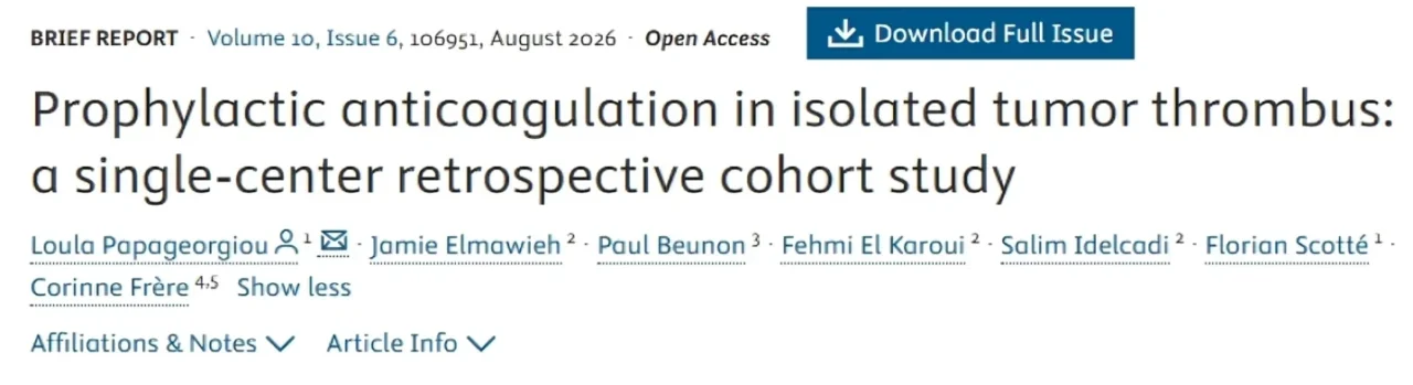 Jamie Elmawieh: Prophylactic Anticoagulation Improves Survival in Isolated Tumor Thrombus