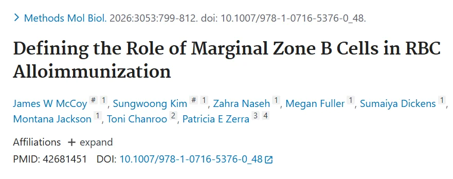Sumaiya Dickens: Marginal Zone B Cells in Transfusion Medicine and Hemophilia A Research