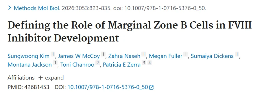 Sumaiya Dickens: Marginal Zone B Cells in Transfusion Medicine and Hemophilia A Research