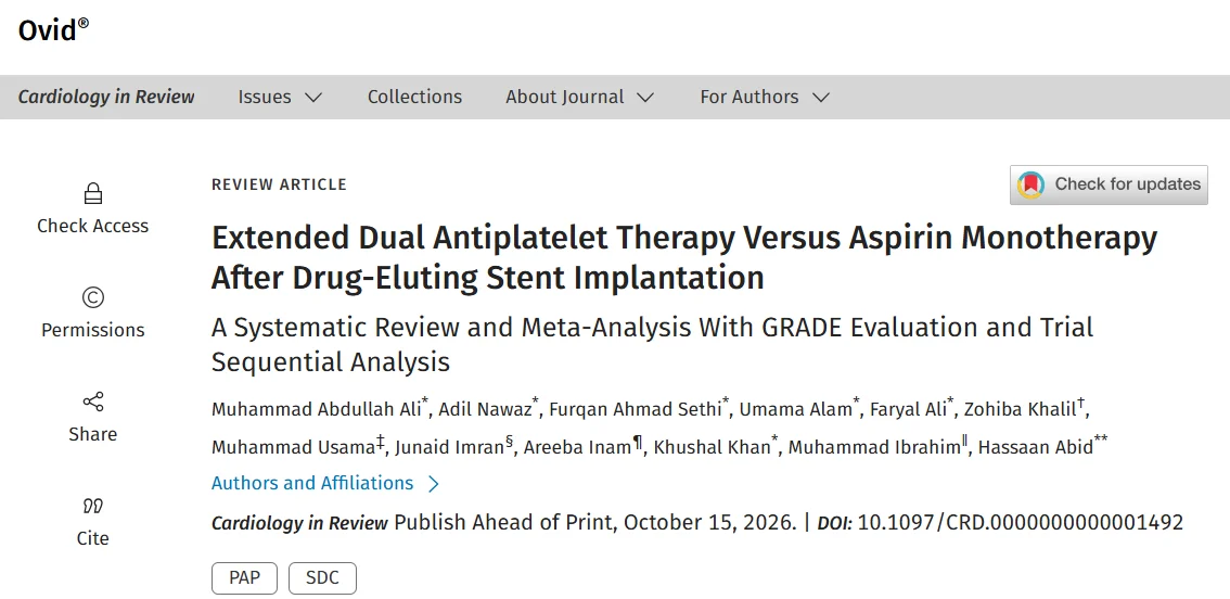 Adil Nawaz: Extended Dual Antiplatelet Therapy After Coronary Stenting