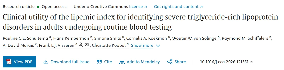 Pauline Schuitema: Lipemic Index May Help Identify Severe Lipid Disorders 1 Pauline Schuitema: Lipemic Index May Help Identify Severe Lipid Disorders