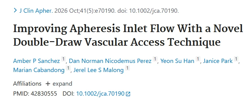 Amber Paratore Sanchez: A Novel Double-Draw Approach to Apheresis Access