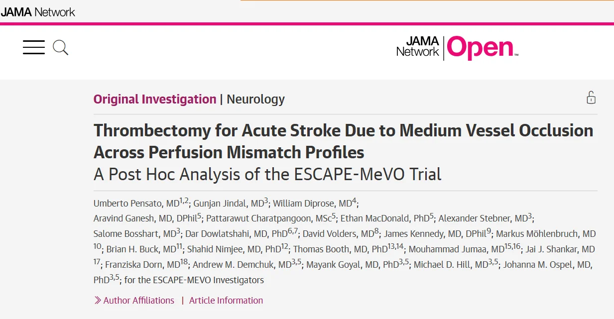 Umberto Pensato: EVT Treatment Effects Across Perfusion Profiles in MeVO Stroke