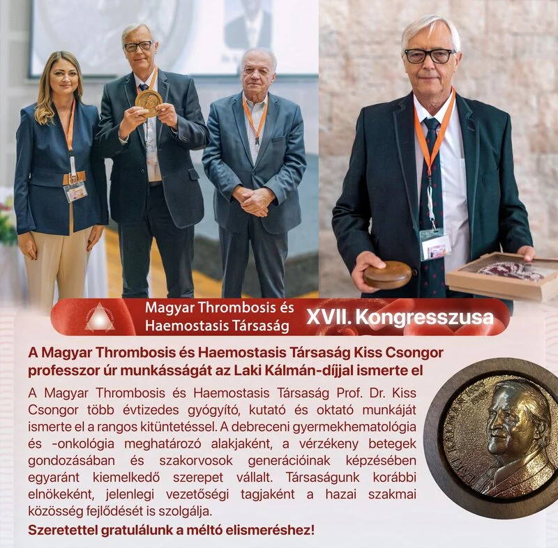Professor Csongor Kiss Receives the Kálmán Laki Prize - Hungarian Society of Thrombosis and Haemostasis