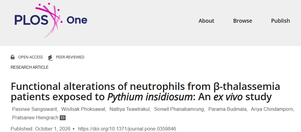 Pasinee Sangsiwarit: Neutrophil Dysfunction In β-Thalassemia