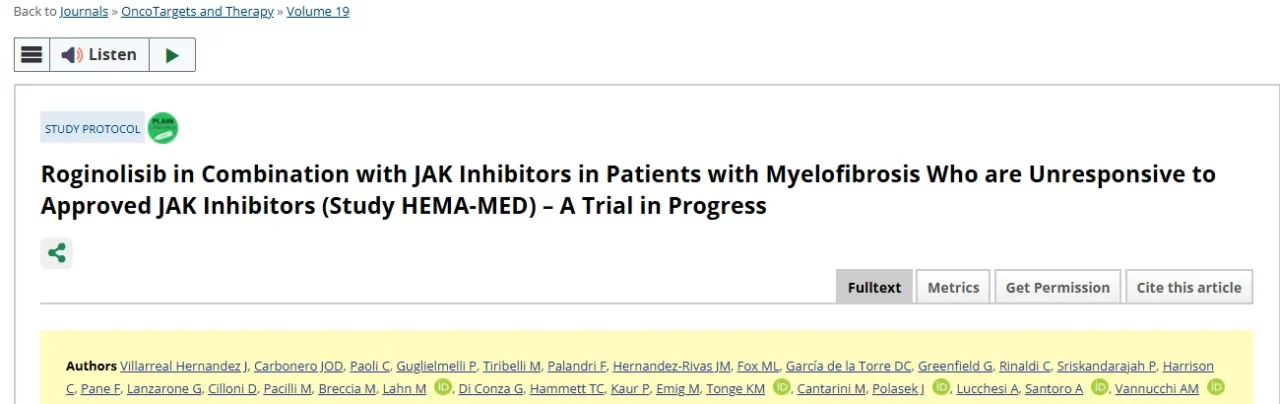 Priya Sriskandarajah: Roginolisib Plus JAK Inhibitors in Myelofibrosis 1 Priya Sriskandarajah: Roginolisib Plus JAK Inhibitors in Myelofibrosis