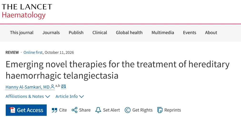 Emerging Novel Therapies for Hereditary Hemorrhagic Telangiectasia - The Lancet Haematology 1 Emerging Novel Therapies for Hereditary Hemorrhagic Telangiectasia - The Lancet Haematology