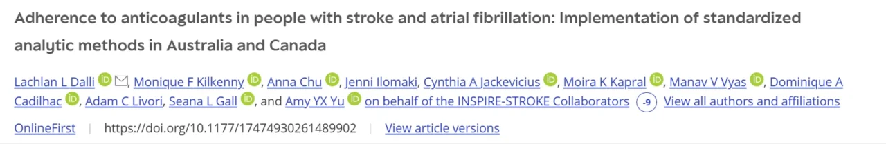 High DOAC Adherence in Patients With Ischemic Stroke and AF - International Journal of Stroke