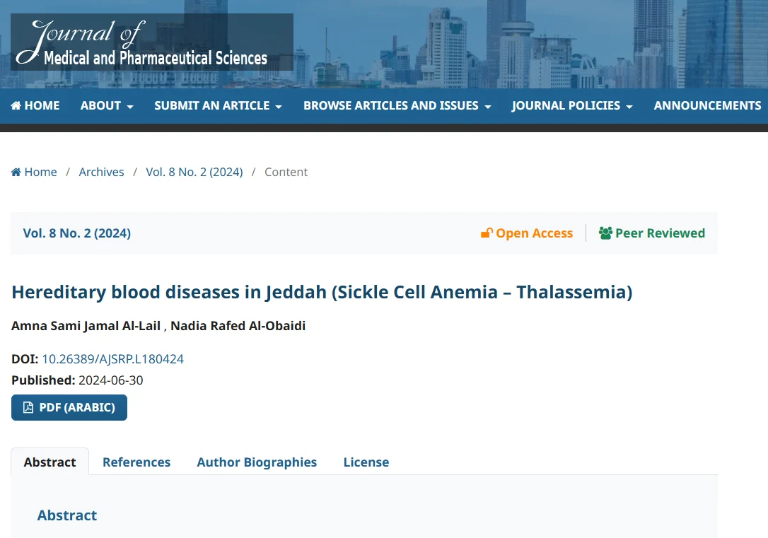 Amna Jamalallail: SCD and Thalassemia in Jeddah - A Public Health Perspective