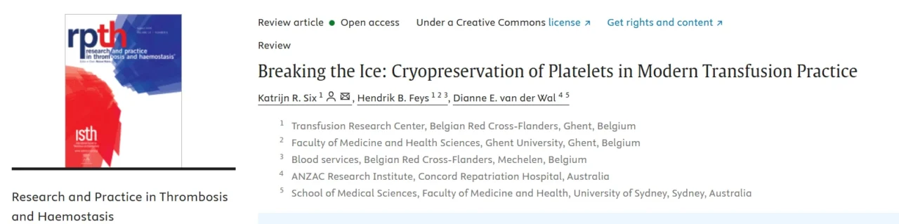Dianne E. van der Wal: Cryopreserved Platelets in Transfusion Medicine